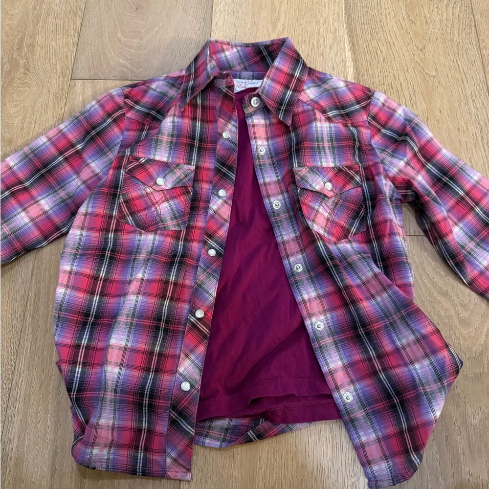 Vibrant Plaid and Solid Kids Shirt Set